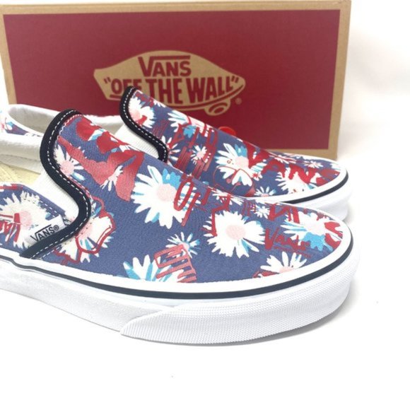 🌸Sale🌸 VANS Classic Womens Slip-On Low Top Crew Floral Blue Canvas VN0A4BV31JA - Picture 10 of 11